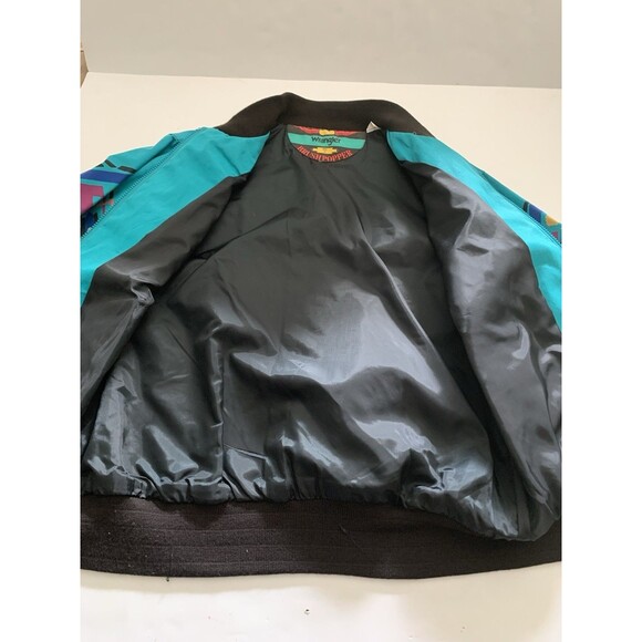 Vintage Wrangler Brushpopper Jacket Western Aztec Blue Mens M 90s Southwestern - Picture 12 of 16